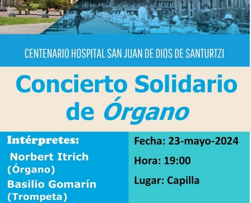 El Hospital San Juan de Dios de Santurtzi acoge el jueves un concierto solidario de órgano y trompeta